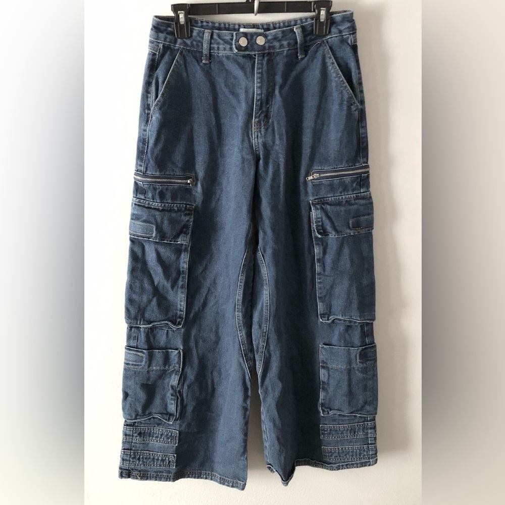 Forever 21 Baggy Wide Leg Cargo Jeans Streetwear Grunge